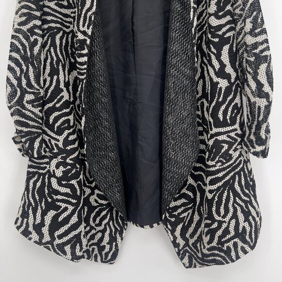 Alberto Makali Black & White Textured Zebra Print Open Front Blazer Jacket - L - Picture 3 of 10